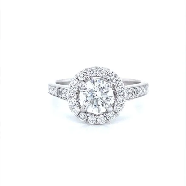 14K White Gold Diamond Halo Engagement Ring Jaymark Jewelers Cold Spring, NY