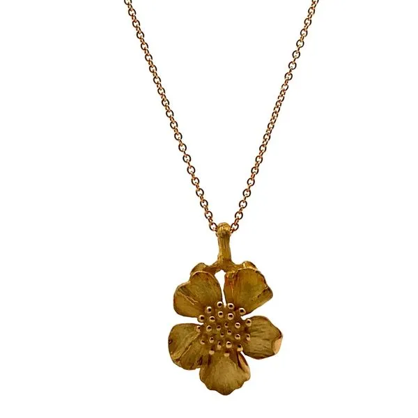 18K Yellow Gold Tiffany and Co. Dogwood Pendant Jaymark Jewelers Cold Spring, NY