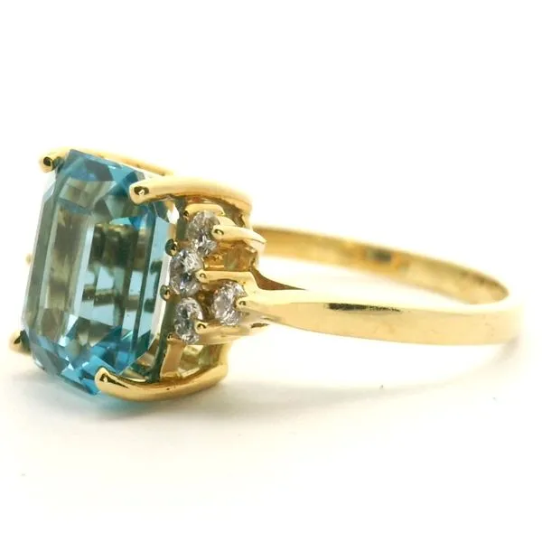 18ky Emerald Cut Blue Topaz and Diamond Ring Image 3 Jaymark Jewelers Cold Spring, NY