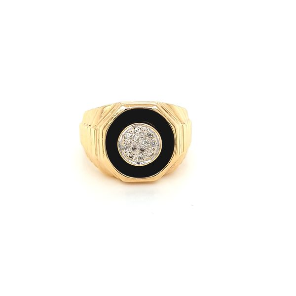 14K Yellow Gold Men's Onyx and Diamond Ring Jaymark Jewelers Cold Spring, NY