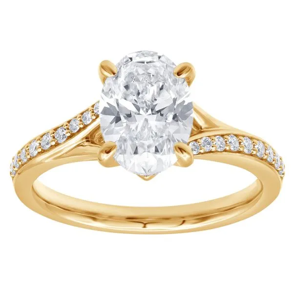 Oval Diamond Enghagement Ring in Yellow Gold Split Shank Mounting Jeffrey Mann Fine Jewelers, Inc Toledo, OH