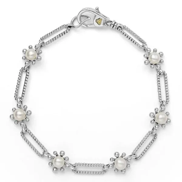 Fleur Pearl Link Bracelet Image 5 Jeffrey Mann Fine Jewelers, Inc Toledo, OH