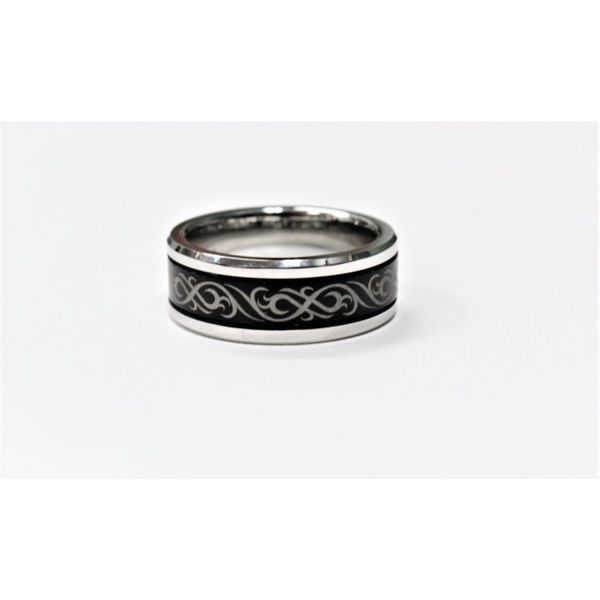 Tungsten Wedding Band with Tribal Engraving J. Howard Jewelers Bedford, IN