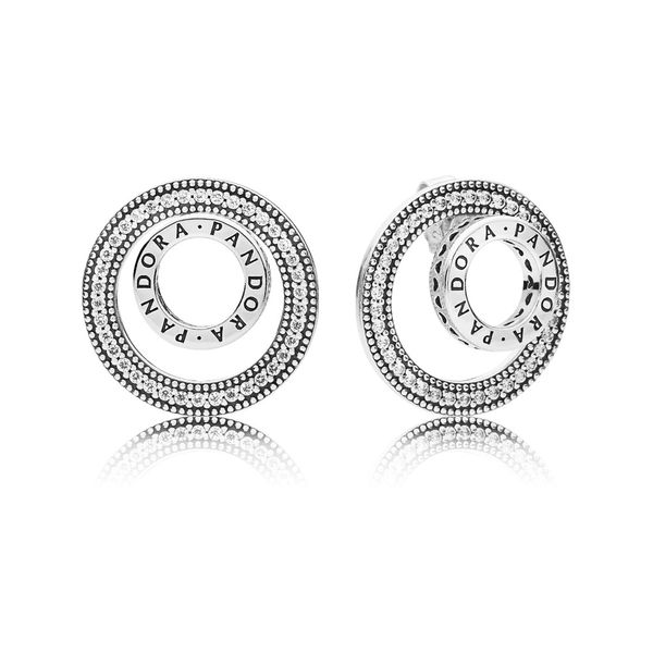 PANDORA Logo Stud Earrings with Detachable Earring Jackets  J. Howard Jewelers Bedford, IN