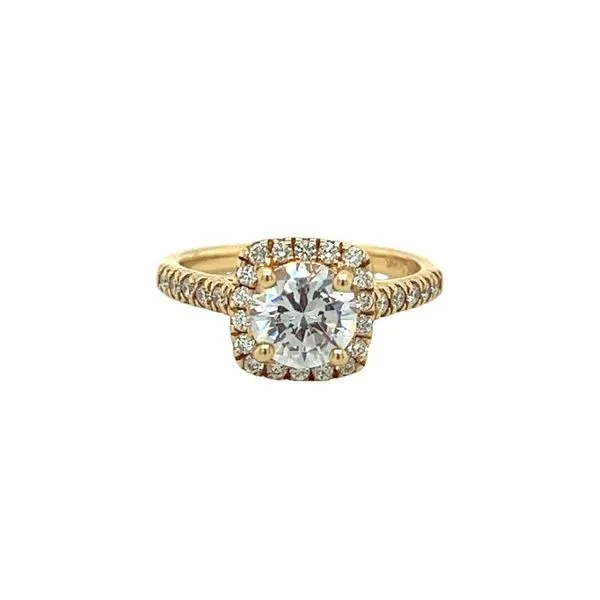 14K Yellow Gold 4-Prong Square Halo Engagement Semi-Mount With Round Diamonds Jo & Co. Jewelers Hardy, VA