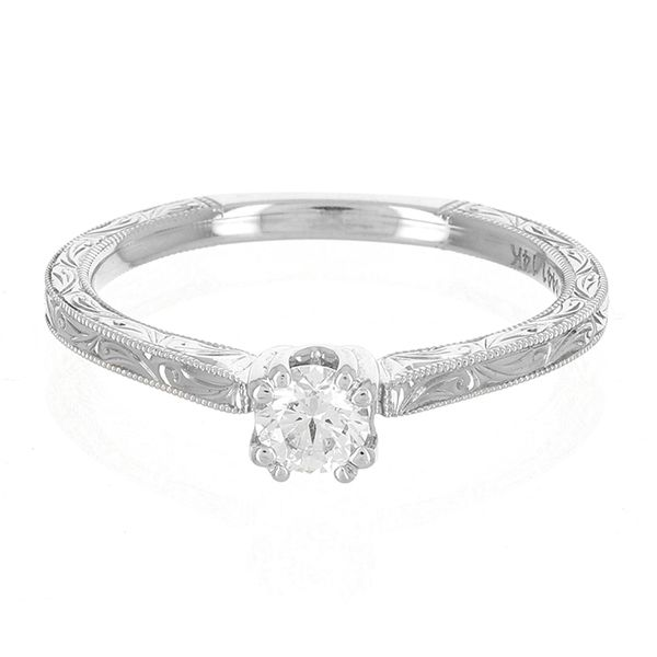 Engraved Diamond Solitaire Engagement Ring John Anthony Jewellers Ltd. Kitchener, ON