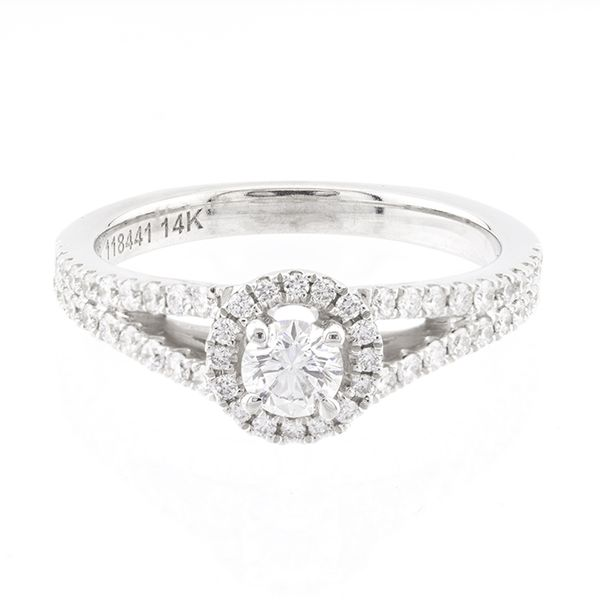 Split-Shank Halo Style Diamond Engagement Ring John Anthony Jewellers Ltd. Kitchener, ON