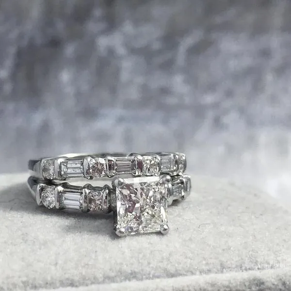 Princess Cut Diamond Engagement Set Image 2 Joint Venture Jewelry Cary, NC