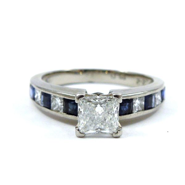 Princess Cut Diamond & Sapphire Engagement Ring Joint Venture Jewelry Cary, NC