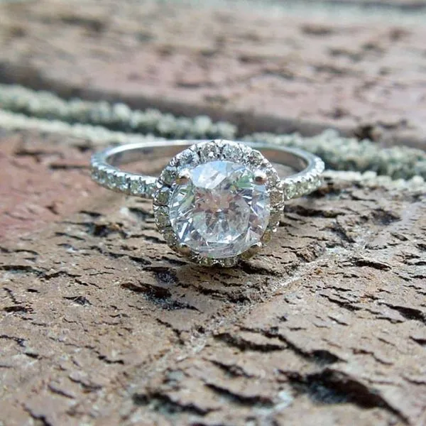 Diamond Halo Engagement Ring Image 2 Joint Venture Jewelry Cary, NC