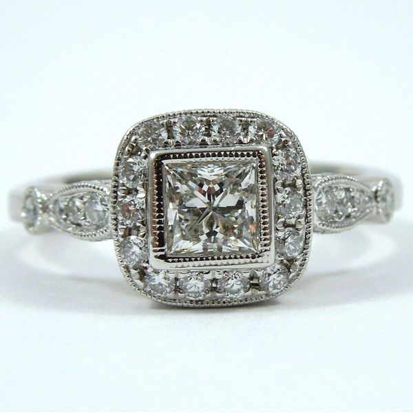 Princess Cut Diamond Halo Engagement Ring Joint Venture Jewelry Cary, NC
