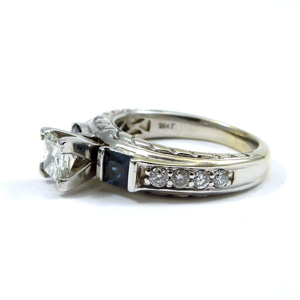 Princess Cut Diamond & Sapphire Engagement Ring Image 2 Joint Venture Jewelry Cary, NC