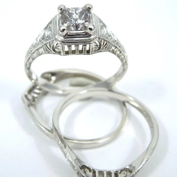 Princess Cut Diamond Engagement Set Image 2 Joint Venture Jewelry Cary, NC