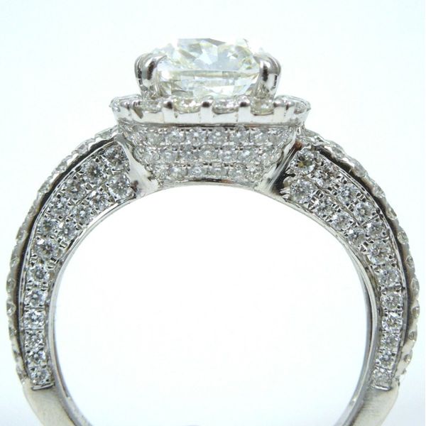 Large Cushion Cut Diamond Halo Engagement Ring Image 2 Joint Venture Jewelry Cary, NC