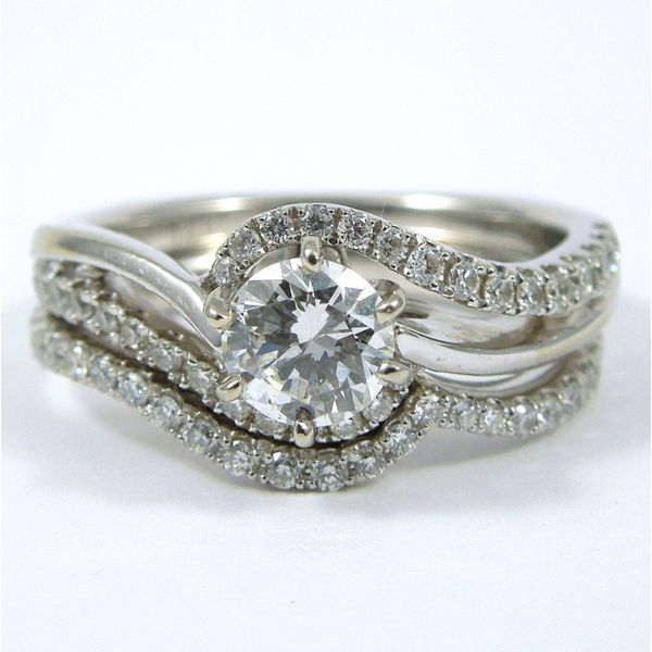 Diamond Engagement Ring with Matching Wedding Band Joint Venture Jewelry Cary, NC