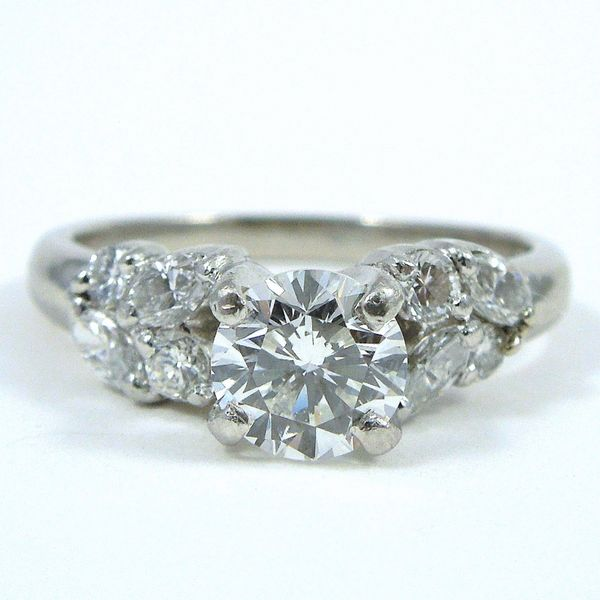 Platinum Diamond Engagement Ring & Wedding Band Set Image 2 Joint Venture Jewelry Cary, NC