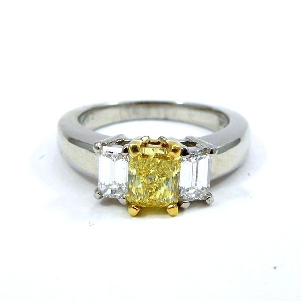 Fancy Radiant Cut Yellow Diamond Engagement Ring Joint Venture Jewelry Cary, NC