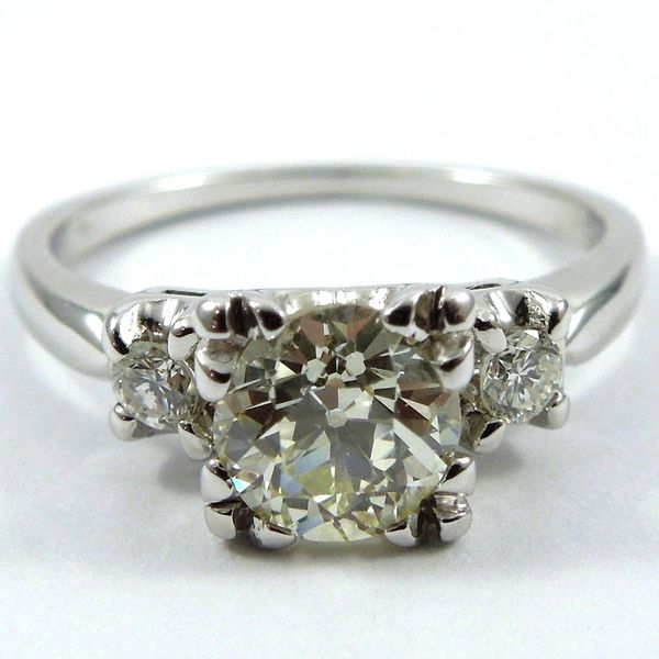 Old Mine Cut Diamond, Three Stone Engagement Ring Joint Venture Jewelry Cary, NC