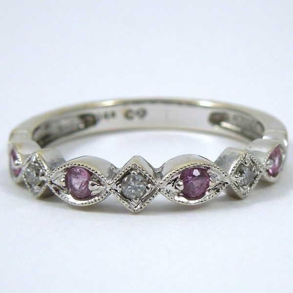 Pink Sapphire & Diamond Wedding Band Joint Venture Jewelry Cary, NC