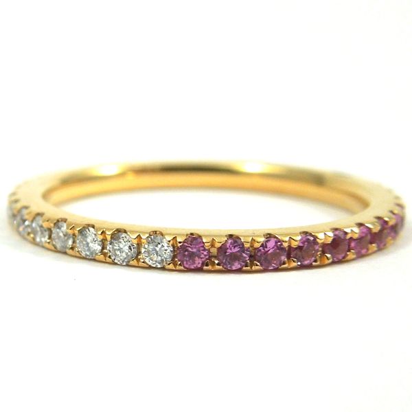 Pink Sapphire & Diamond Wedding Band Joint Venture Jewelry Cary, NC