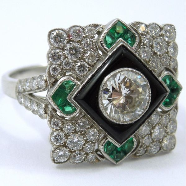 Diamond, Onyx & Emerald Dinner Ring Joint Venture Jewelry Cary, NC