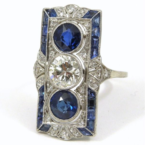 Vintage Art Deco Sapphire & Diamond Ring Joint Venture Jewelry Cary, NC