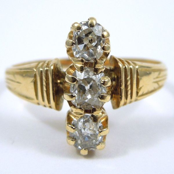 Three Stone Antique Diamond Ring Joint Venture Jewelry Cary, NC