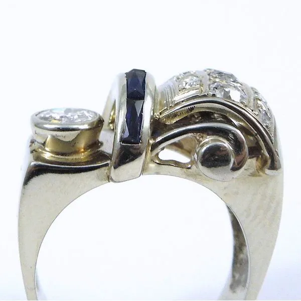 Retro Diamond & Sapphire Ring Image 2 Joint Venture Jewelry Cary, NC