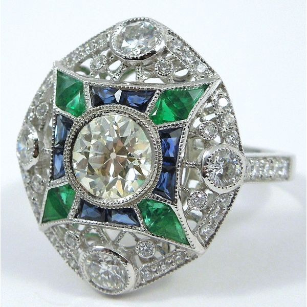 Antique Diamond, Emerald & Sapphire Ring Joint Venture Jewelry Cary, NC