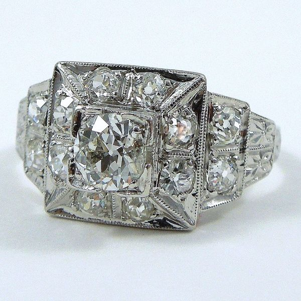 Vintage Mine Cut Diamond Ring Image 2 Joint Venture Jewelry Cary, NC
