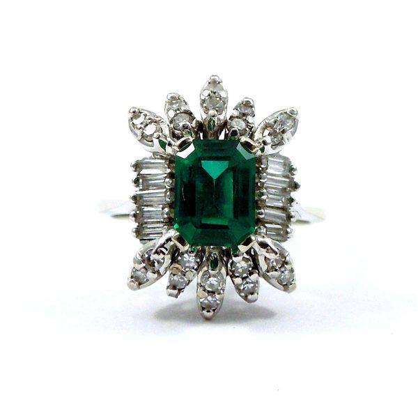 Emerald Cut Synthetic Stone and Diamond Semi-Mount Ring Joint Venture Jewelry Cary, NC
