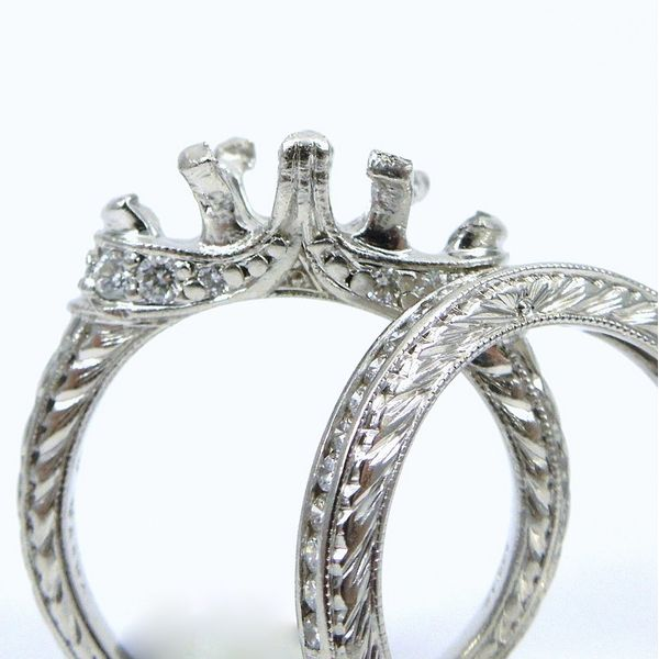 Varna Platinum Wedding Semi-Mount Set Image 2 Joint Venture Jewelry Cary, NC