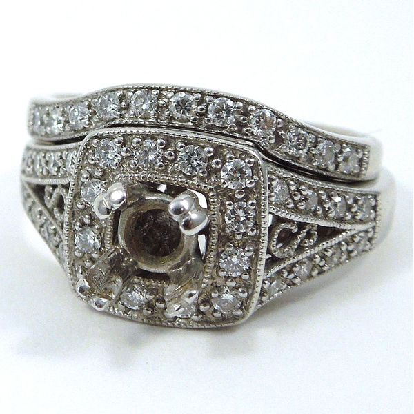 Halo Style Diamond Semi-Mount Engagement Set Joint Venture Jewelry Cary, NC