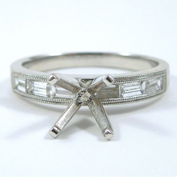Baguette Accented Semi-Mount Ring Joint Venture Jewelry Cary, NC
