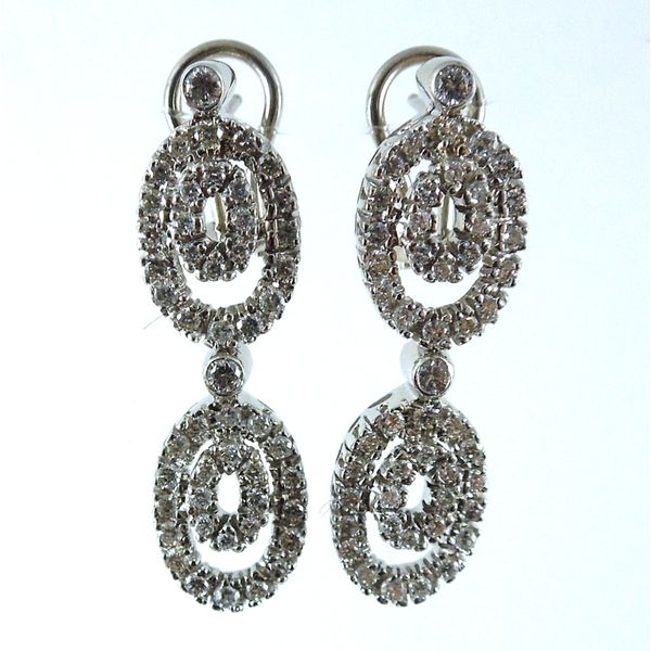 Double Circle Diamond Drop Earrings Joint Venture Jewelry Cary, NC