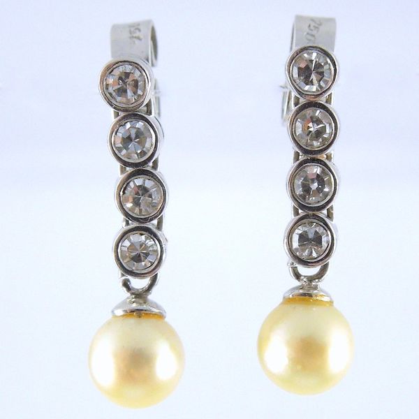 Vintage Diamond & Pearl Drop Earrings Joint Venture Jewelry Cary, NC