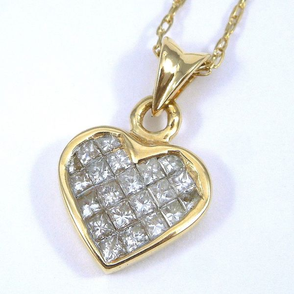 Invisibly Set Diamond Heart Pendant Joint Venture Jewelry Cary, NC