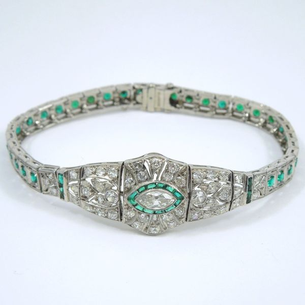 Deco Diamond & Emerald Bracelet Joint Venture Jewelry Cary, NC