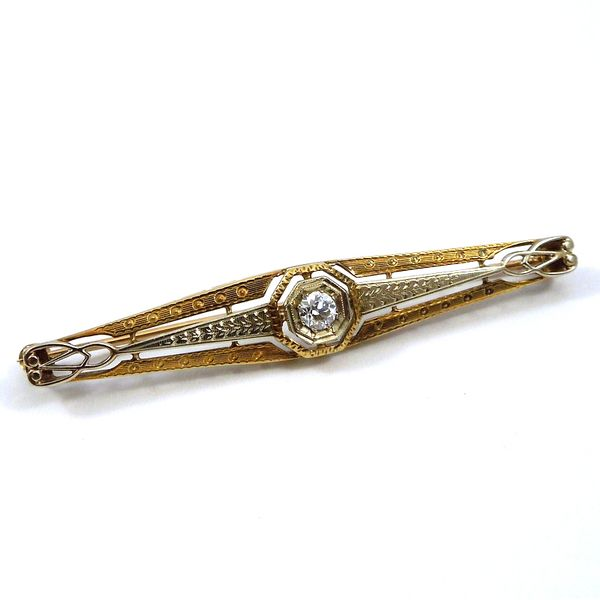 Antique, Two Tone, Diamond Bar Pin Joint Venture Jewelry Cary, NC