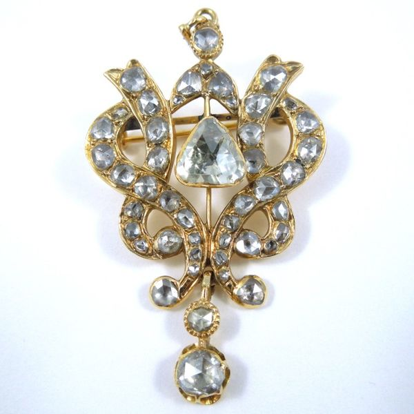 Vintage Rose Cut Diamond Brooch/Pendant Joint Venture Jewelry Cary, NC