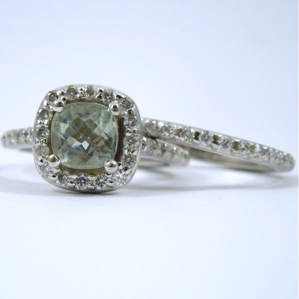 Green Amethyst Halo Engagement Set Joint Venture Jewelry Cary, NC