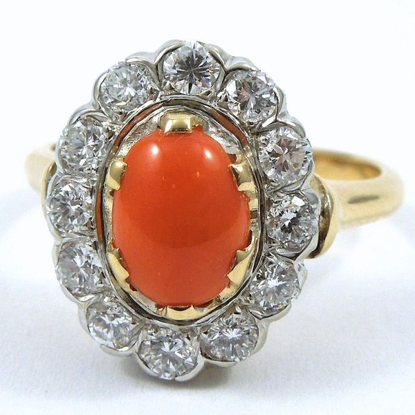 Vintage Coral & Diamond Ring Joint Venture Jewelry Cary, NC