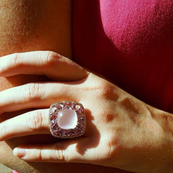 Rose Quartz, Amethyst, & Pink Sapphire Ring Image 2 Joint Venture Jewelry Cary, NC
