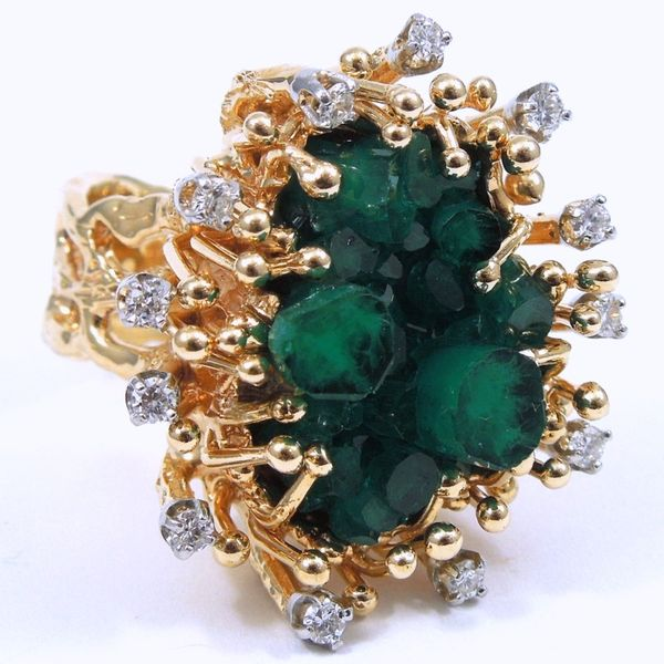 Raw Emerald & Diamond Ring Joint Venture Jewelry Cary, NC