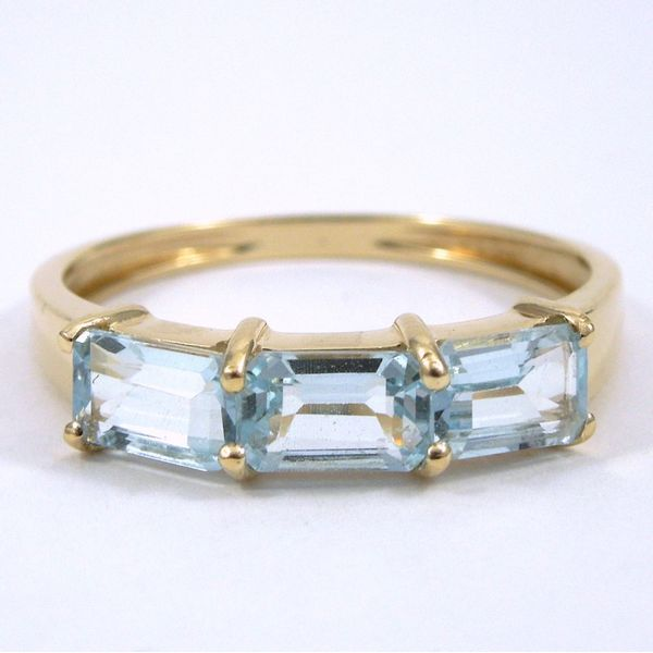 Emerald Cut, Aqua, Three Stone Ring Joint Venture Jewelry Cary, NC