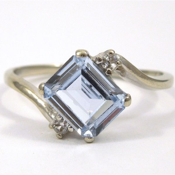Emerald Cut Aqua, By-Pass Style Ring Joint Venture Jewelry Cary, NC