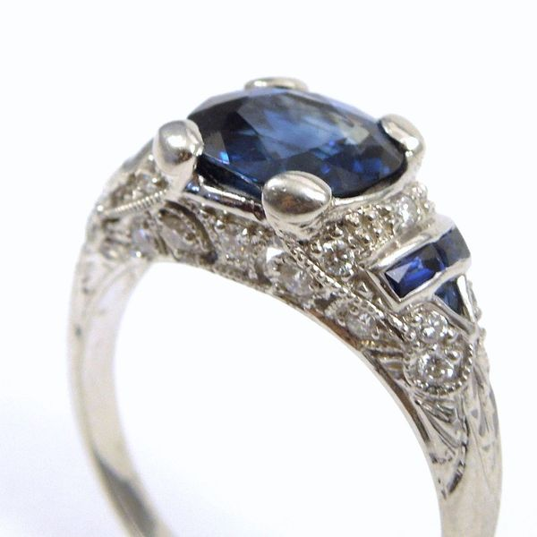 Vintage Inspired Sapphire Ring Image 2 Joint Venture Jewelry Cary, NC