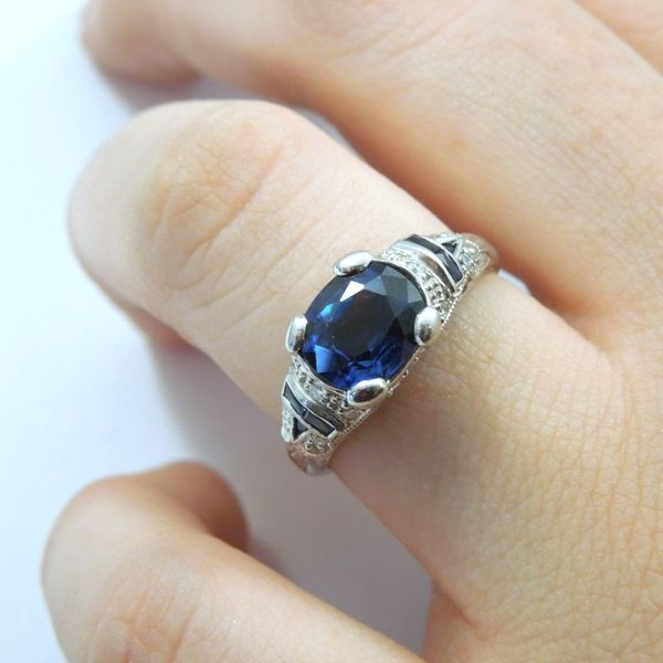 Vintage Inspired Sapphire Ring Image 3 Joint Venture Jewelry Cary, NC