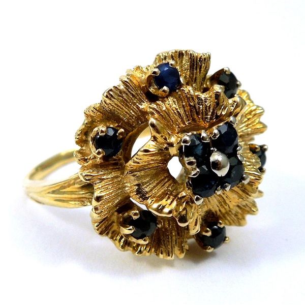Floral Blue Sapphire Ring Joint Venture Jewelry Cary, NC