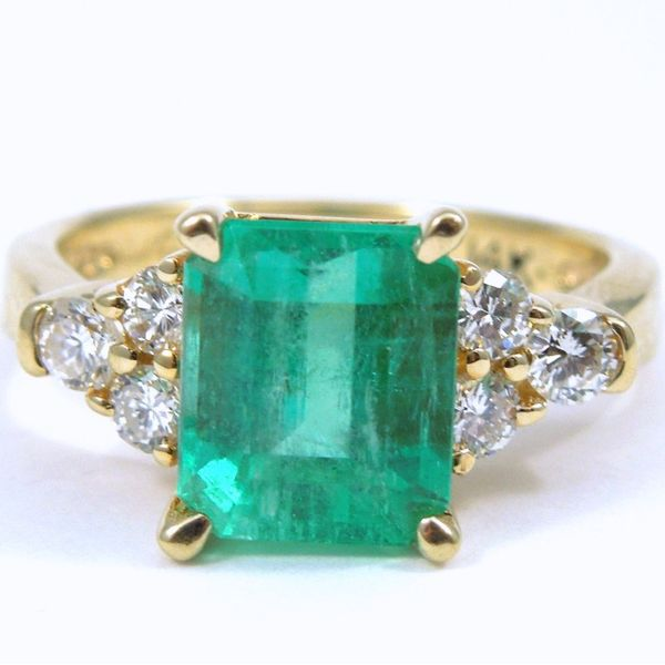 Emerald & Diamond Wedding Set Image 2 Joint Venture Jewelry Cary, NC